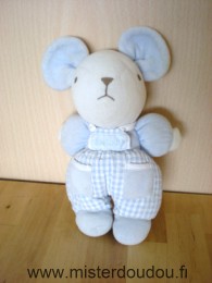 Nounours Souris Bleu blanc - Bon état