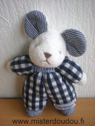 Nounours Souris Carreaux bleu et blanc tête mains en tissus éponge blanc - Etat moyen