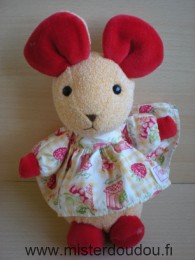 Nounours Souris Orange rouge robe motifs groseille confiture - Neuf