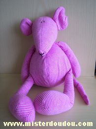 Nounours Souris Rayé rose fushia - Très bon état