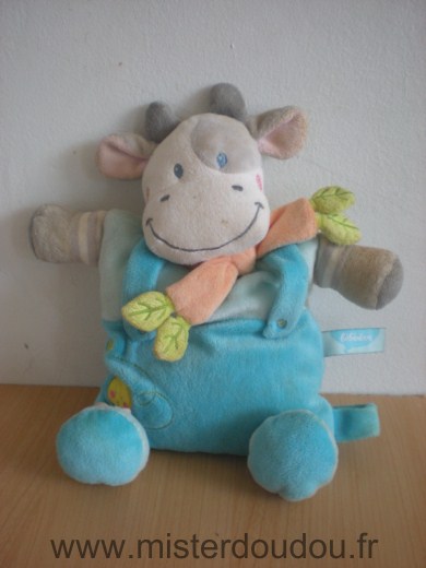 Bébérêve Vache Bleu oiseau jaune brodé - Très bon état