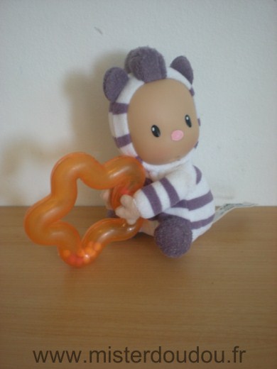 Cotoons Zébre Blanc mauve etoile hochet orange - Très bon état